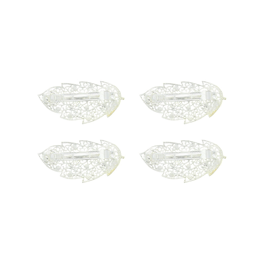 Assorted Colour Rhinestones Leaf Design Hair Barrettes Clips