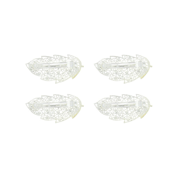 Assorted Colour Rhinestones Leaf Design Hair Barrettes Clips