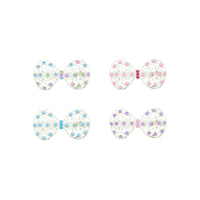 Mini Bow Barrettes Silver Filigree Hair Clips with Diamanté Stones