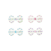 Mini Bow Barrettes Silver Filigree Hair Clips with Diamanté Stones