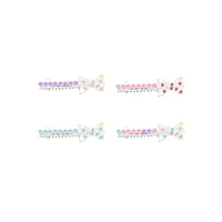 Silver Tone Diamante Mini Bow Barrettes  Hair Clips
