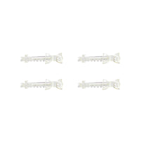 Silver Tone Diamante Mini Bow Barrettes  Hair Clips