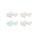 Silver Tone Diamante Double Heart Barrettes  Hair Clips