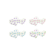 Silver Tone Diamante Double Heart Barrettes  Hair Clips