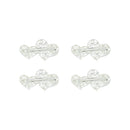 Silver Tone Diamante Double Heart Barrettes  Hair Clips