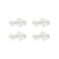 Silver Tone Diamante Double Heart Barrettes  Hair Clips