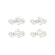 Silver Tone Diamante Double Heart Barrettes  Hair Clips