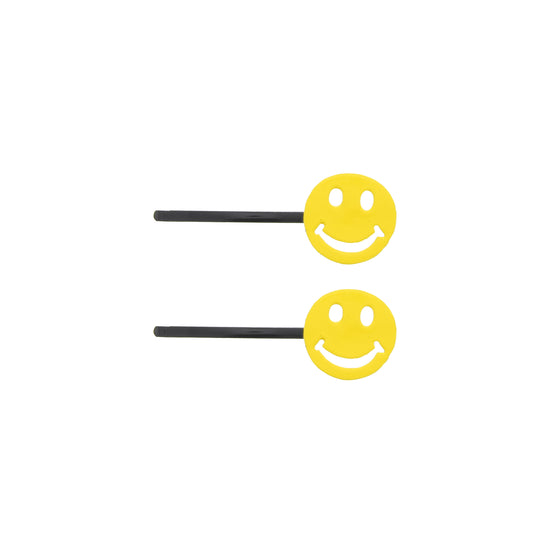 Pair of Yellow Smiley Face Hair Grips