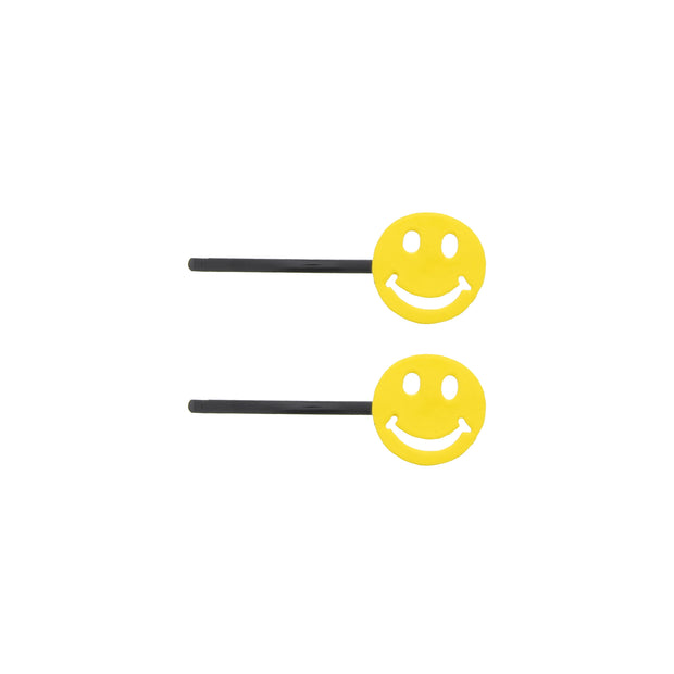 Pair of Yellow Smiley Face Hair Grips
