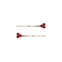 Pair of Red Roses Floral Hair Grips