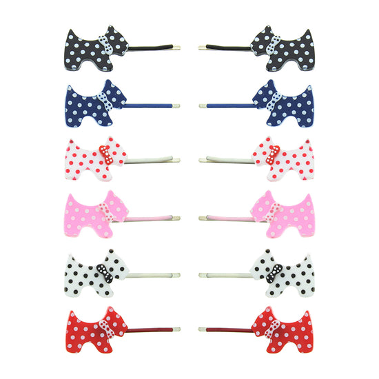 Scottie Dog Hair Grips Polka Dot