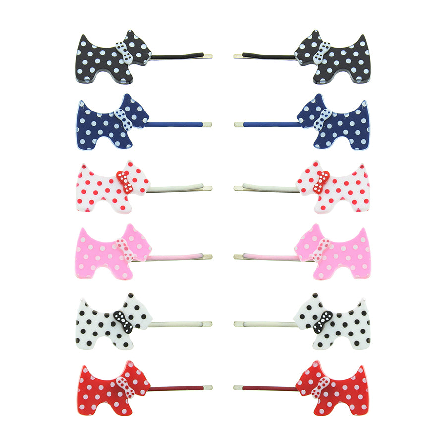 Scottie Dog Hair Grips Polka Dot