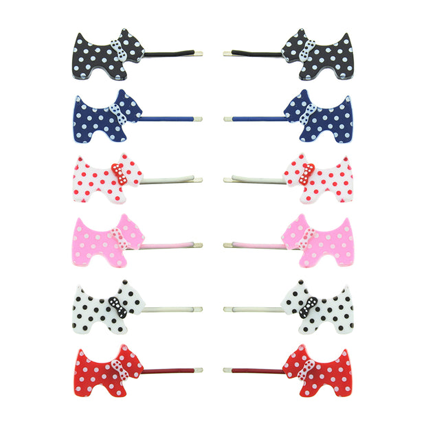 Scottie Dog Hair Grips Polka Dot