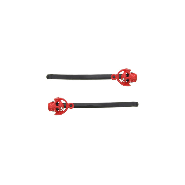 Pair of Rhinestone Red Skull Hair Grips