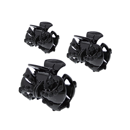 8cm Black/Black Stone Bow Hair Claw Clips