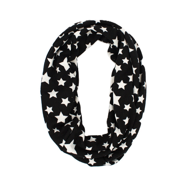 Black Star Print Snood/ Scarf - Lightweight Neck Warmer