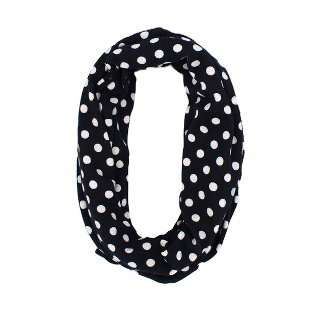 Black Polka Dot Print Snood/ Scarf - Lightweight Neck Warmer