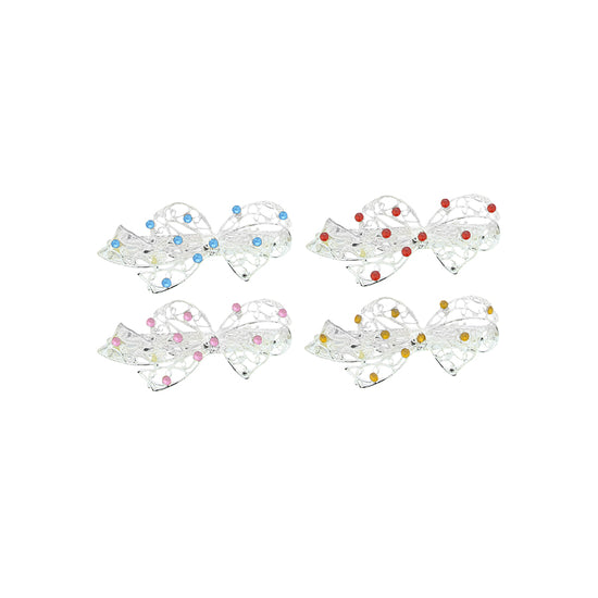 Assorted Rhinestone Bow Barrettes