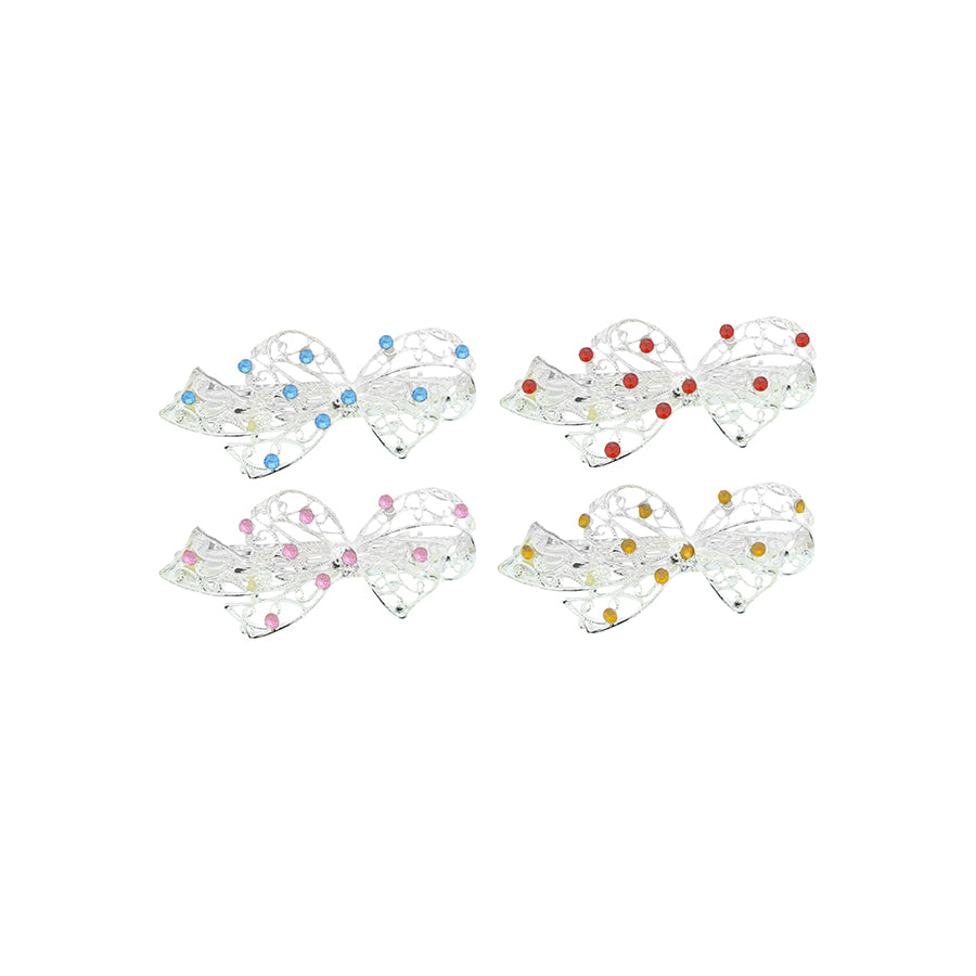 Assorted Rhinestone Bow Barrettes