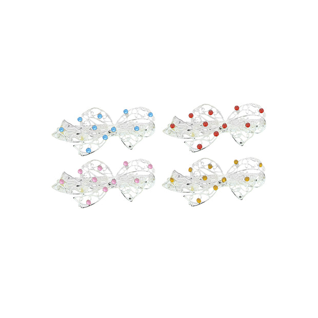 Assorted Rhinestone Bow Barrettes