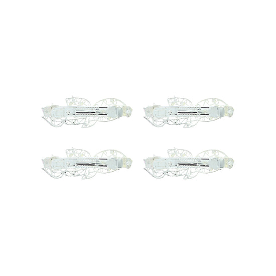 Assorted Stone Silver Leaf Barrettes