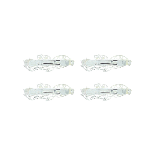 Assorted Stone Silver Leaf Barrettes