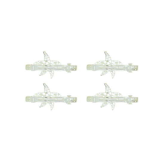 Silver Tone Filigree with a Starfish Diamante Barrettes Hair Clips