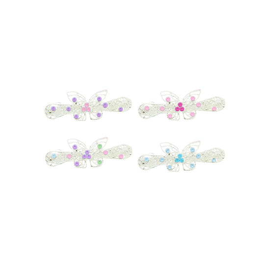Butterfly Rhinestone Filigree Barrettes Hair Clips
