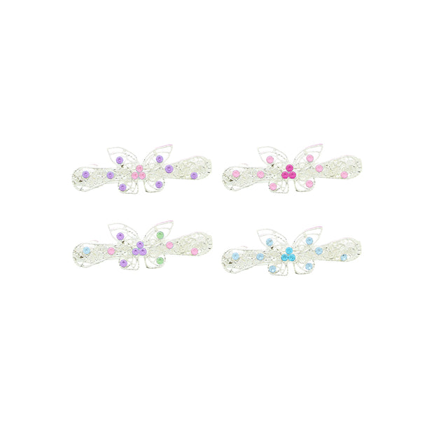 Butterfly Rhinestone Filigree Barrettes Hair Clips