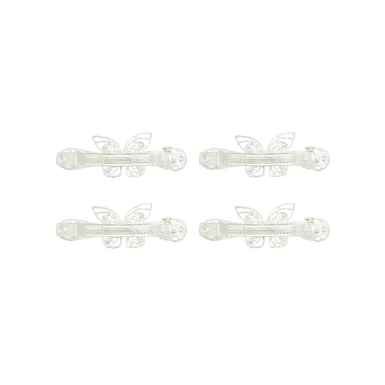 Butterfly Rhinestone Filigree Barrettes Hair Clips