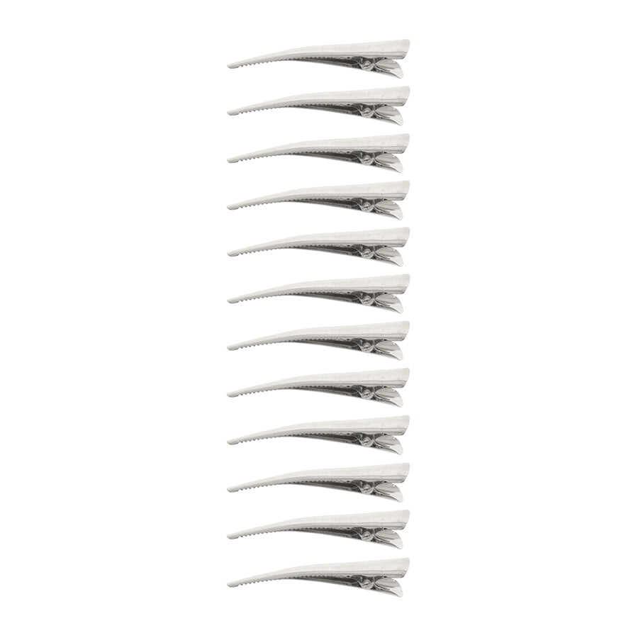 Metal Long Beak Curved Grip Salon Hair Clips