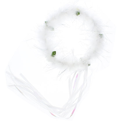 Fur & Tinsel Halo with Flowers & Streamers