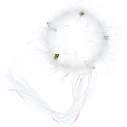 Fur & Tinsel Halo with Flowers & Streamers