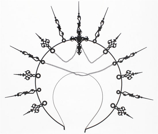 Black Spike Clock Hands Chain Headband