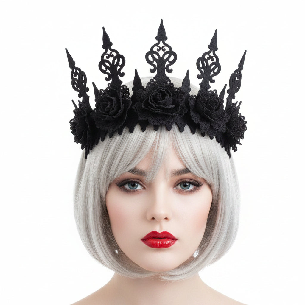Black Rose Crown Headpiece