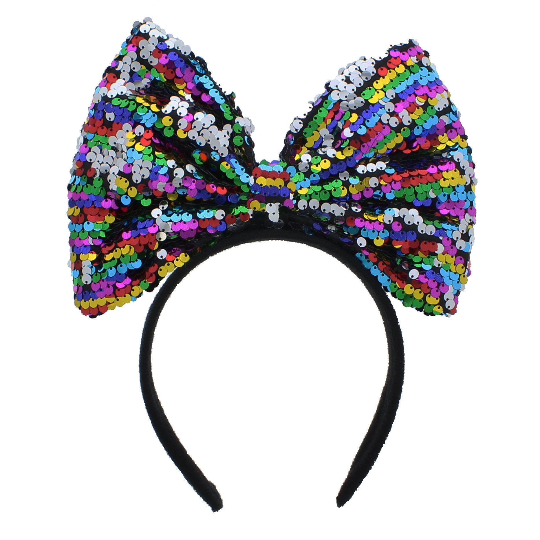 Large Rainbow Sequin Bow Headband