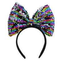 Large Rainbow Sequin Bow Headband