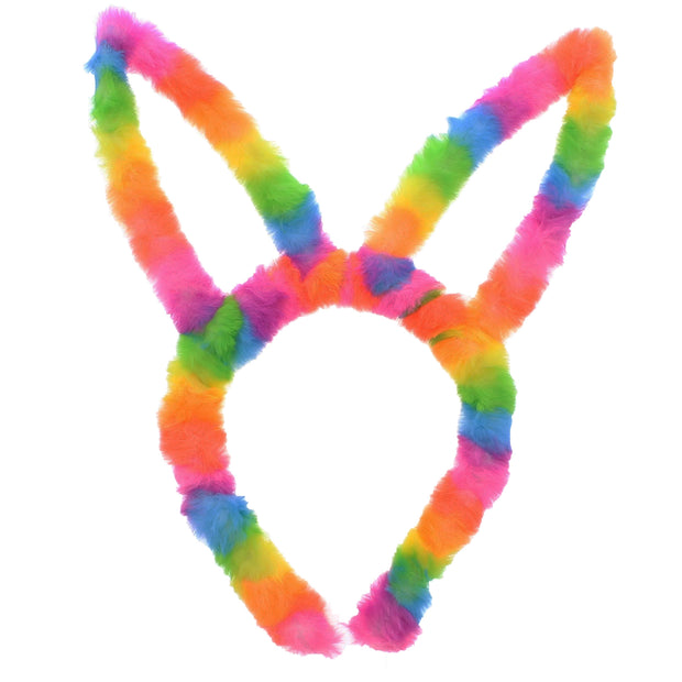 Furry Rainbow Bunny Headband