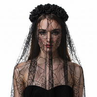 Black Rose Headband with Cobweb