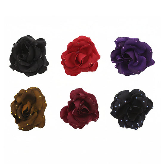 Assorted Winter Rose Flower with Stones Hair Accessory