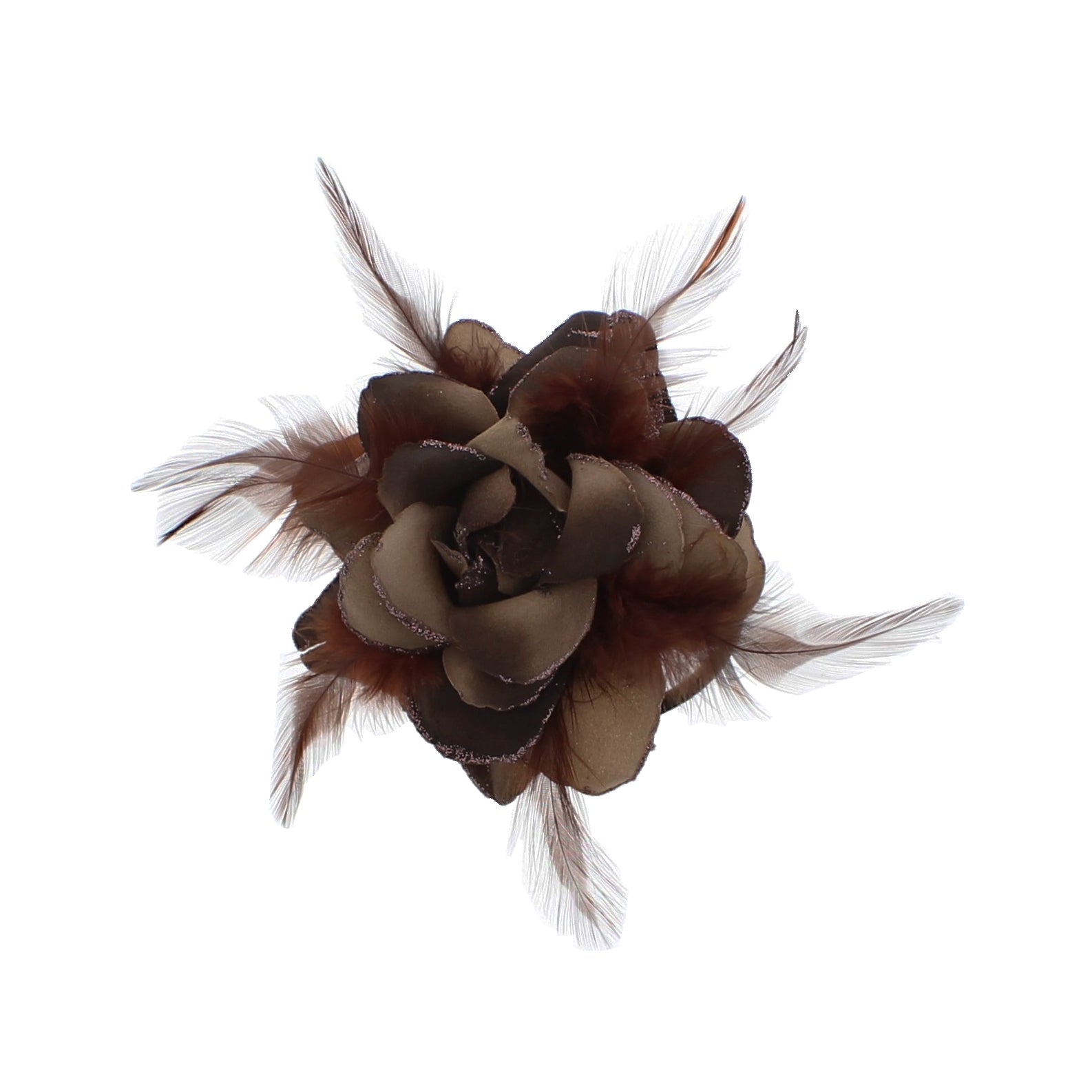 Glitter Rose with Feathers on Concord Clip