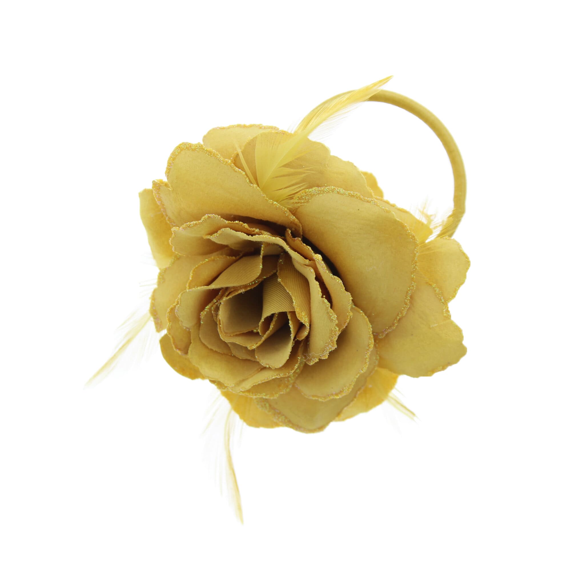 Glitter Rose with Feathers on Concord Clip