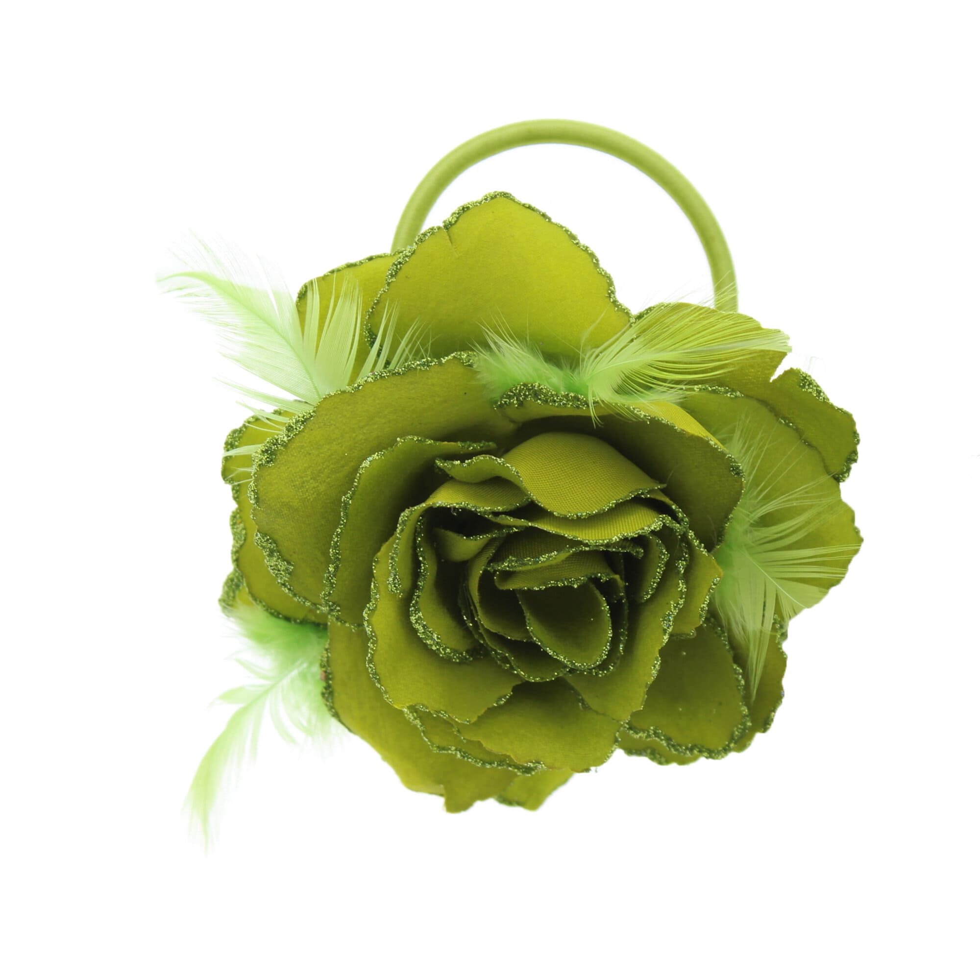 Glitter Rose with Feathers on Concord Clip