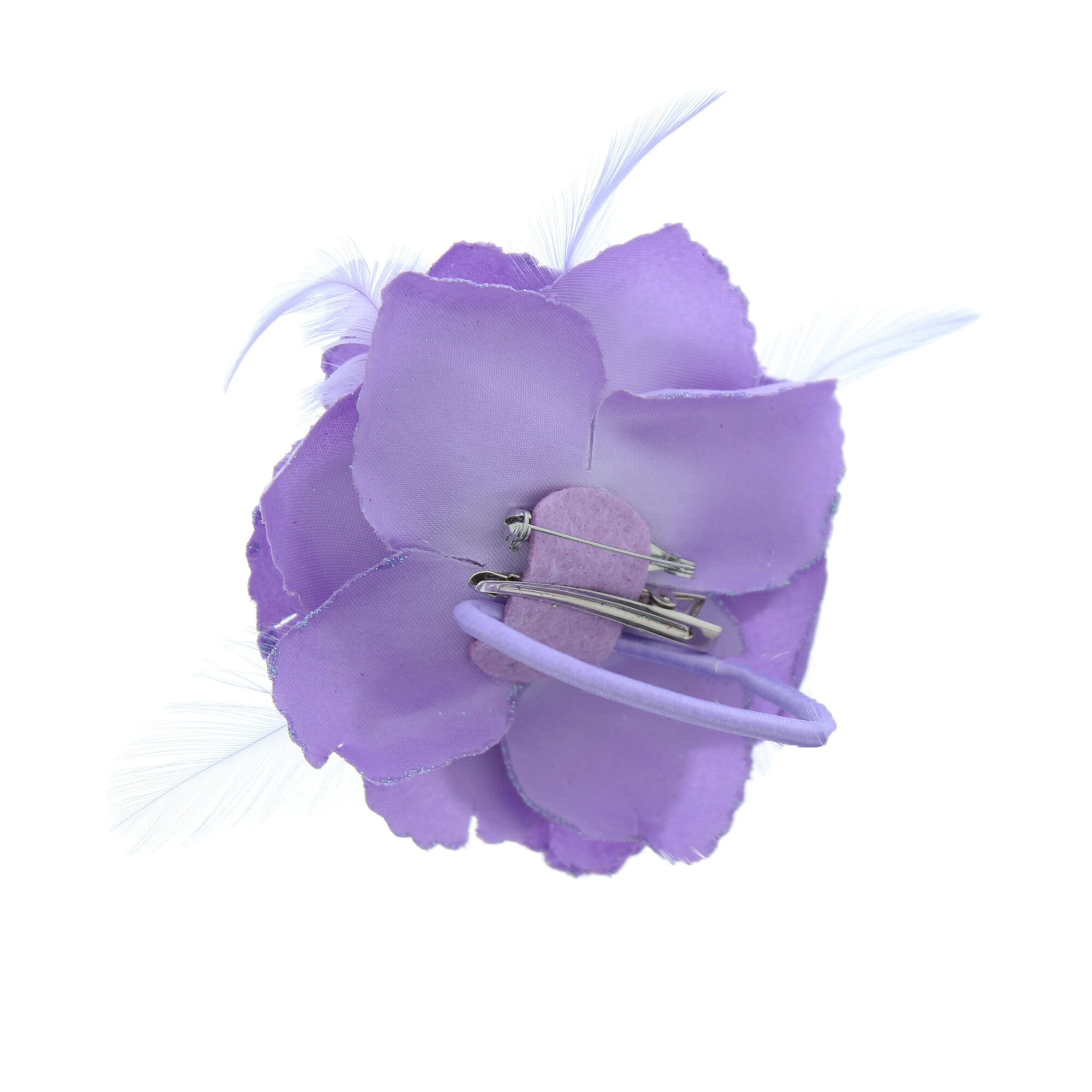Glitter Rose with Feathers on Concord Clip