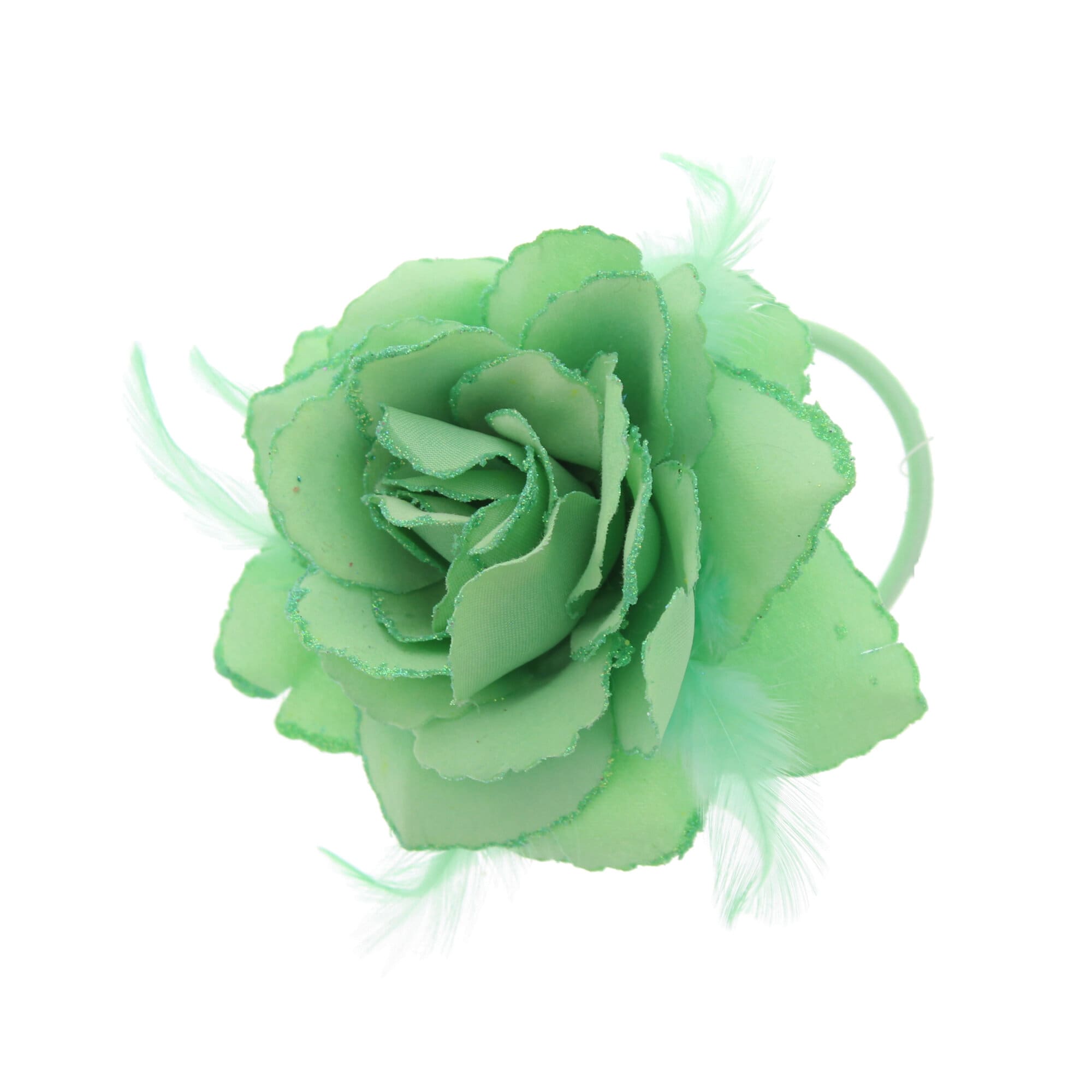 Glitter Rose with Feathers on Concord Clip