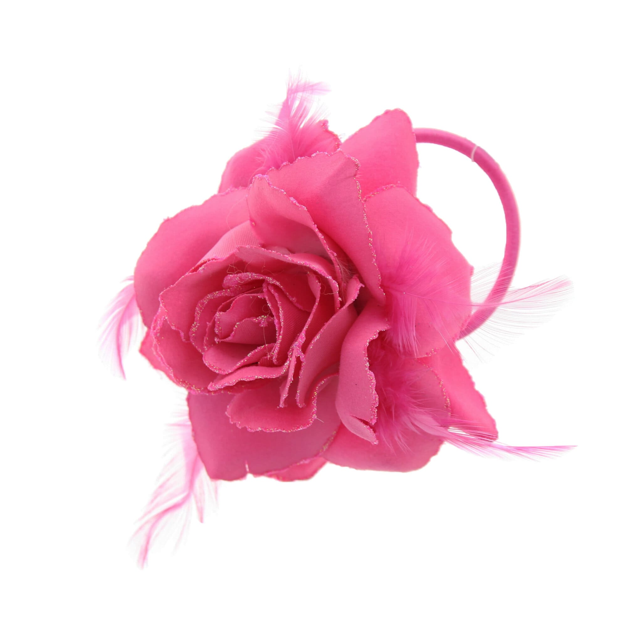 Glitter Rose with Feathers on Concord Clip