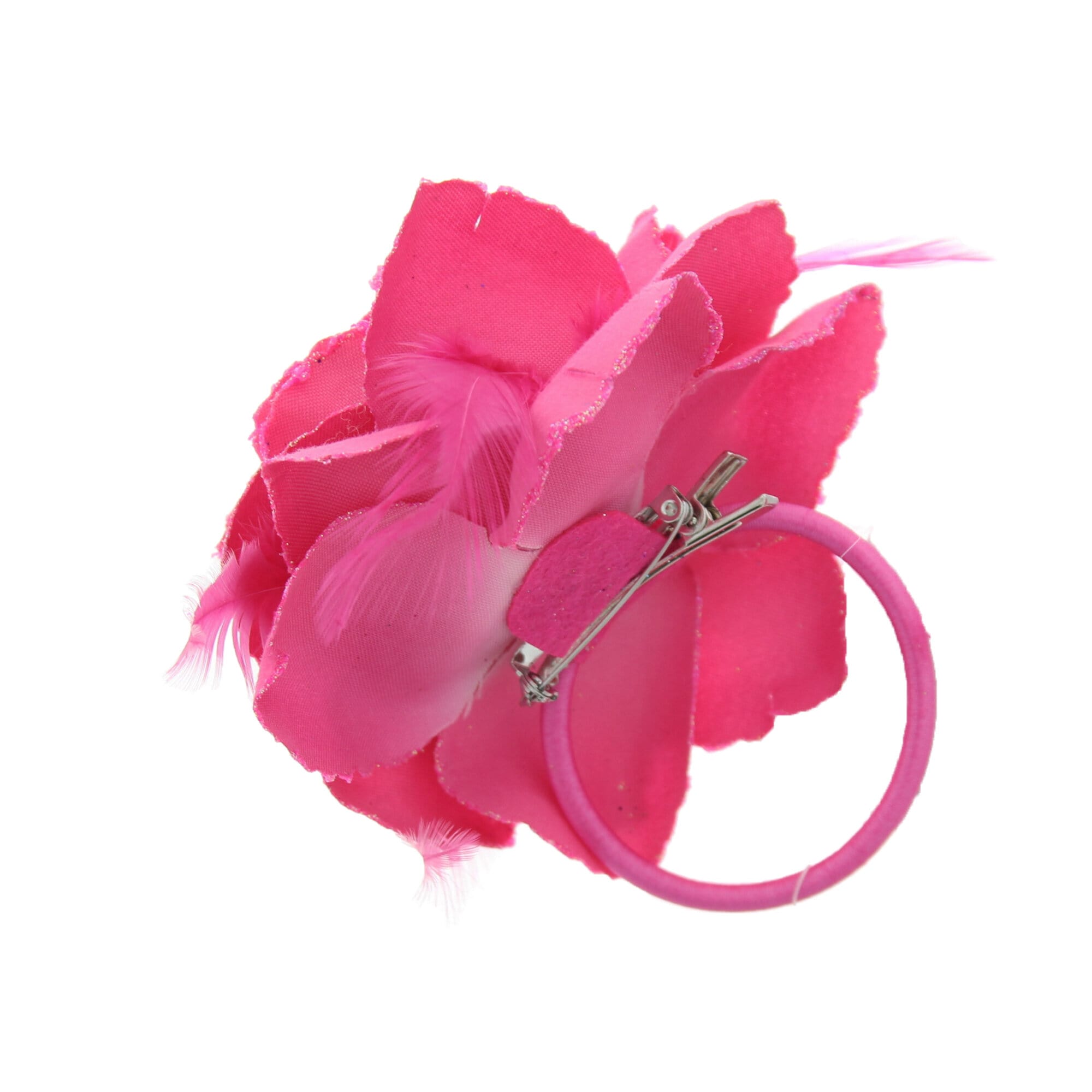 Glitter Rose with Feathers on Concord Clip
