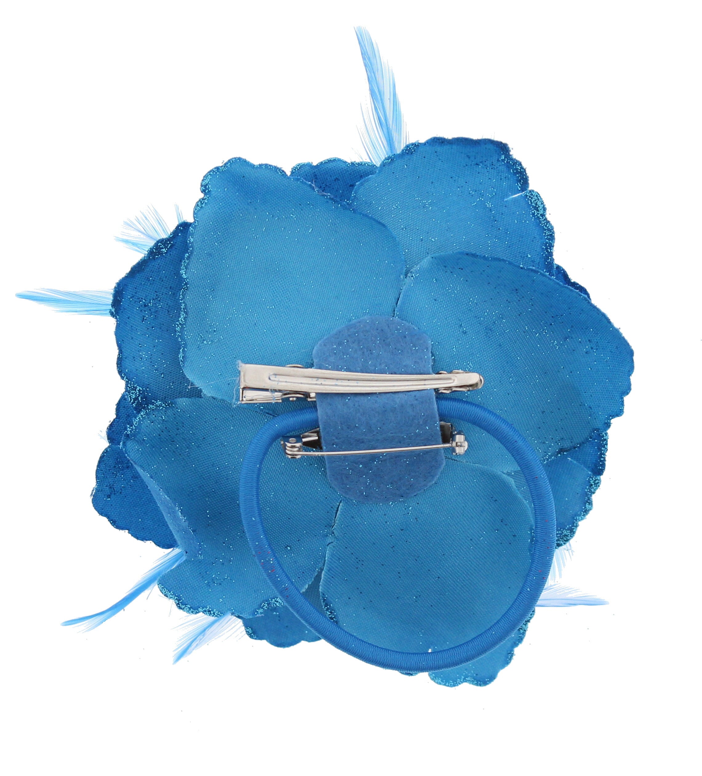 Glitter Rose with Feathers on Concord Clip