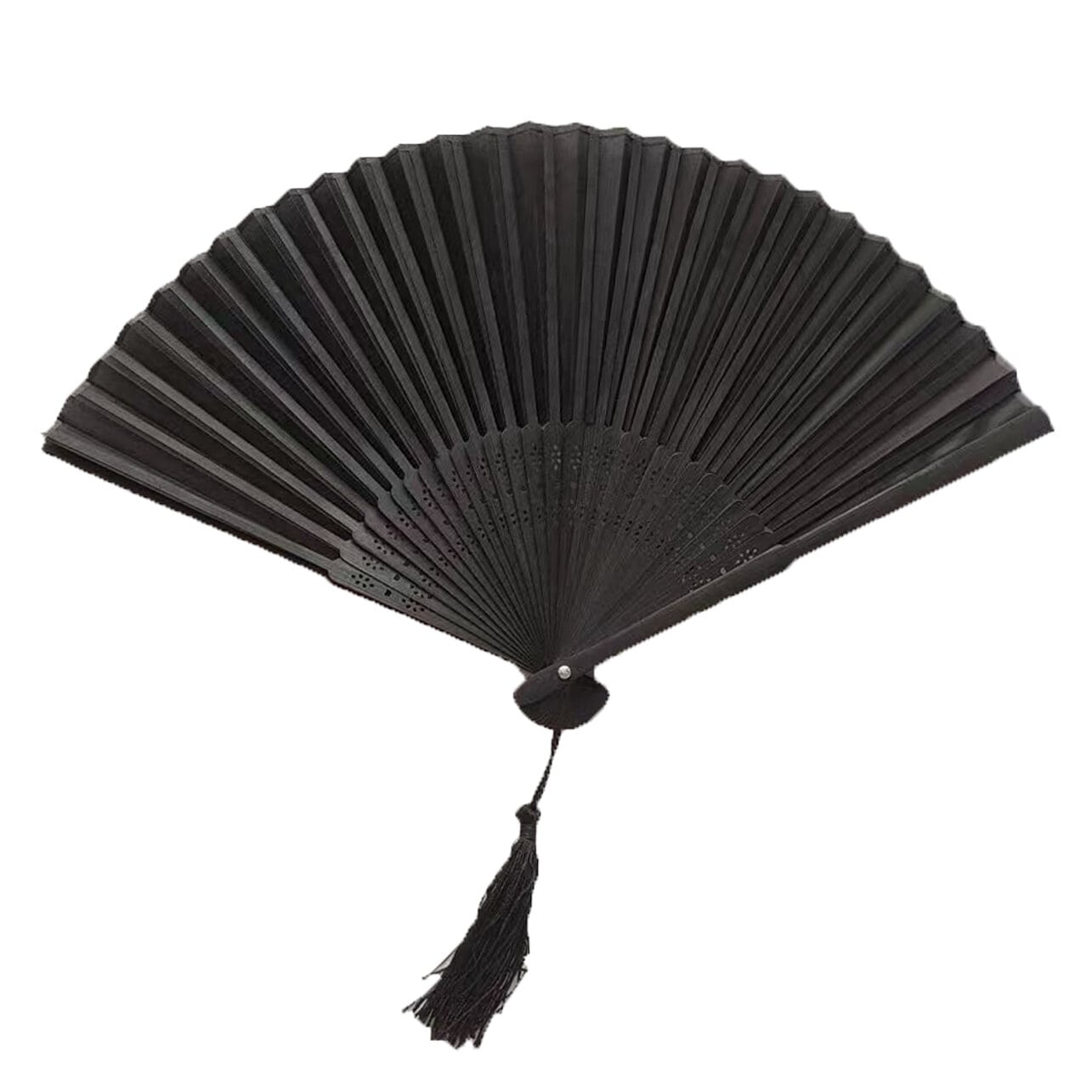 Black Bamboo Hand Fan with Tassel