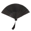 Black Bamboo Hand Fan with Tassel
